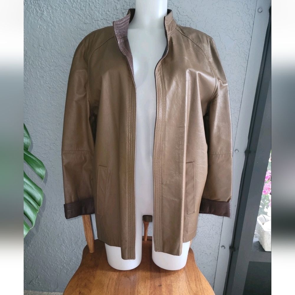 Vintage Avanti Tan Leather Kimono Style Jacket Size M/L